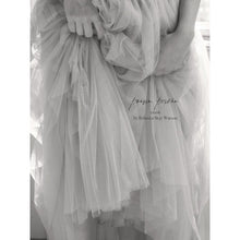 Load image into Gallery viewer, black and white fine art print, close up of hands holding tulle skirt, softness,