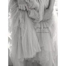 Load image into Gallery viewer, black and white fine art print, close up of hands holding tulle skirt, softness, 
